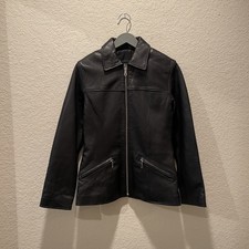 Fossil Women Black 100% Leather Full Zip Jacket, Size S