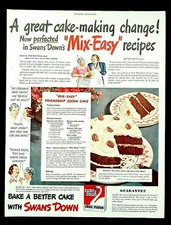 Swans Down Cake flour ad vintage 1944 easy mix recipe original advertisement 