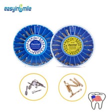 Stainless Steel Implant Screw Post Dental Root Canal Golden Plated With Drills