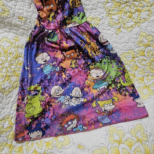 Girl’s Novelty Print Bell Bottom Pants Tie Dye Rugrats All Over Print 6XL FLAWS - Picture 2 of 9