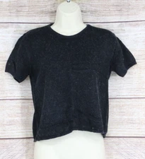 VINTAGE A Byer California Womens Sz Medium Pullover Knit Cropped Sweater Black