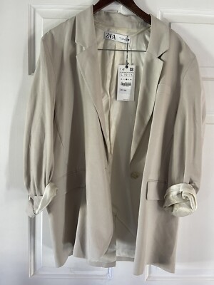 ZARA NEW Women's Size Beige One-Buttoned Long Sleeve