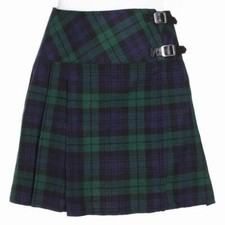 Black Watch Ladies Knee Length Kilt Skirt 16" Length Tartan Pleated Kilts