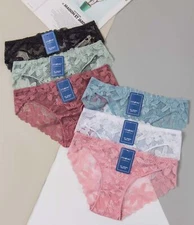Ladies Sexy Sheer Leaf Lace Briefs Knickers Pack of 6 Panties Underwear ZB90059