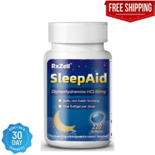 RxZell Sleep Aid, Diphenhydramine HCl 50mg, 220 Maximum Strength Softgels | Fall
