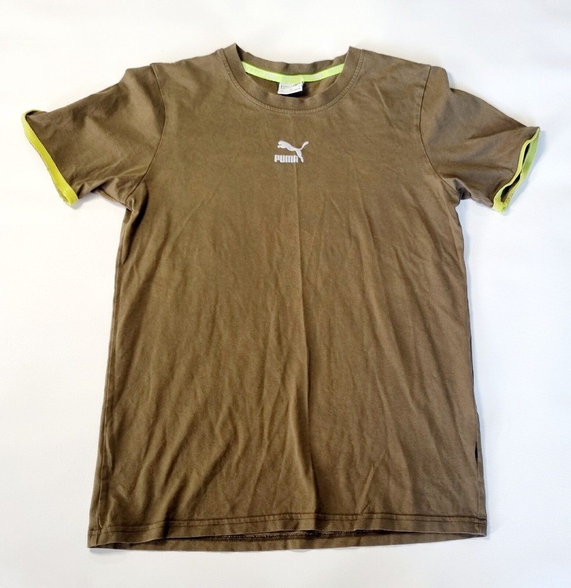 Unisex Khaki Green PUMA Top T-Shirt Size XS Logo | eBay UK