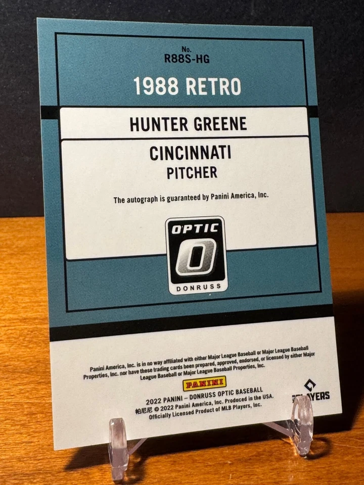 HUNTER GREENE 2022 Donruss 1988 Retro Rookie Auto #R88S-HG RC CINCINNATI REDS - Image 2 of 2