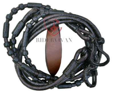 20 Plaits Romal Reins, High Quality Rommel Reins, 55'' Reins Dark Brown Rawhide.