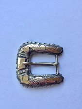 VINTAGE RANGER MEXICO STERLING SILVER  GOLD OVERLAY HEAVY BELT BUCKLE 