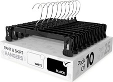 Clothes Hangers with clips BLACK Velvet Hangers, For Skirt/pants Hangers 10 Pack