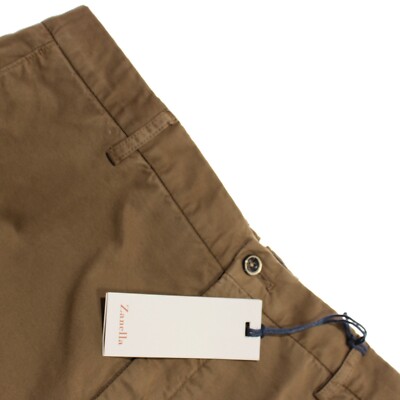 Zanella NWT Chinos / Casual Pants Size 36 US Noah In Solid Brown Cotton Blend