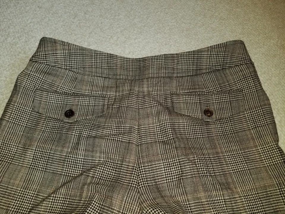 Pantalones para mujer-ANN TAYLOR-beige/marrón mezcla de lana forrados a cuadros pantalones "Lindsay"-8 Foto 3 de 4