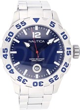 NEW Nautica N17569G Gents Men's Blue Dial Date Stainless Steel Watch