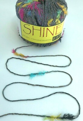 Filati FF SHINE #88 Charcoal Grey DK 50g Yarn Skein FFF Novelty Tufts Italy