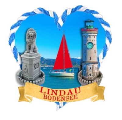 Lindau Bodensee Hafen Löwe Premium Magnet aus Poly Souvenir Germany