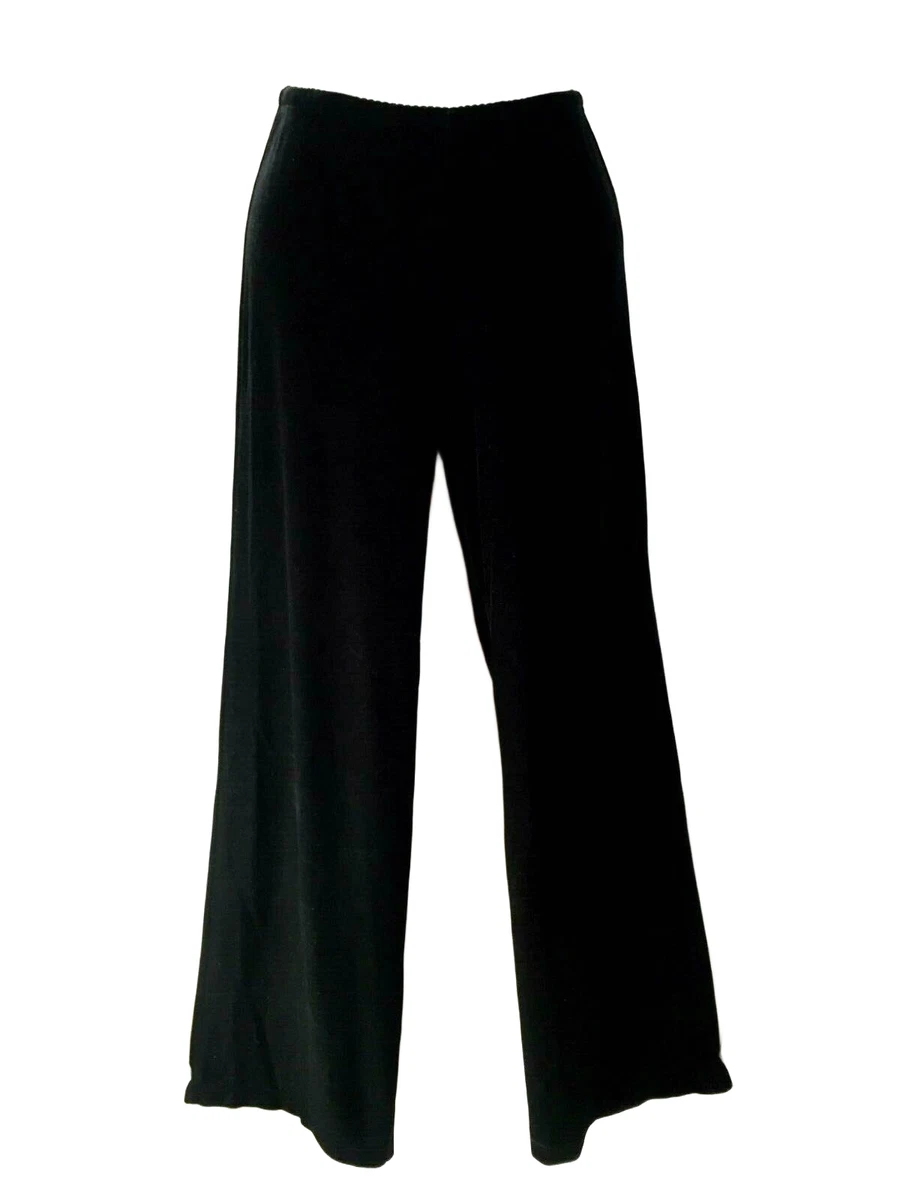 J. Jill Stretch Black Velvet Pants Size X-Small Wide Leg Soft Velour Slacks  XS