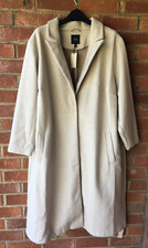 Womens Beige Faux Wool Full Length Coat Capsule Clothing Simply Be 30/32 Bnwt