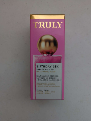 TRULY Birthday Sex Luxury Body Oil Vegan Hyaluronic Acid Boost 3.1 Oz / 90ML