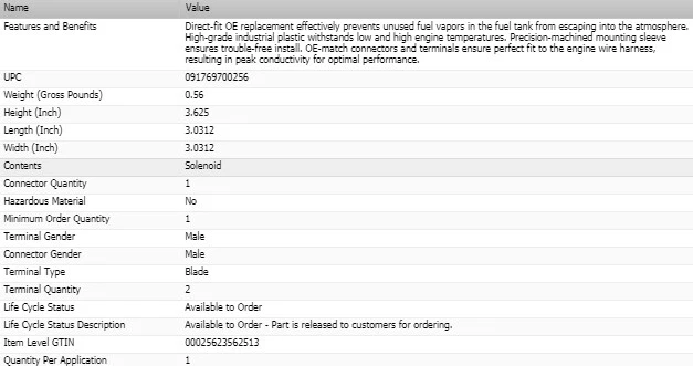 Solenoide de purga de bote de vapor SMP para Dodge Durango 2004-2005 Foto 4 de 4