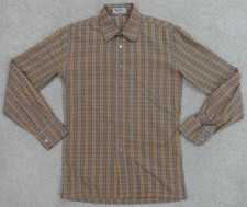 VTG Burberry Shirt Mens 15 39 Beige Nova Check All Over Print Long Sleeve Pocket