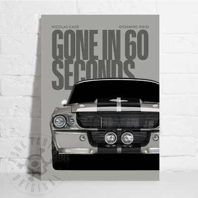 Gone in 60 seconds Poster - Nicolas Cage - 'Eleanor' Mustang - A3 Hommage Print