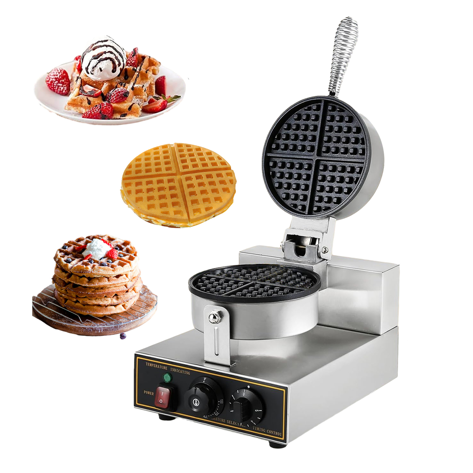 Stainless Steel Electric Waffle Maker Pancake Muffin Baker Breakfast Machine-image