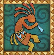 Ceramic Backsplash Tile Mural Abstract - Kokopelli C Right