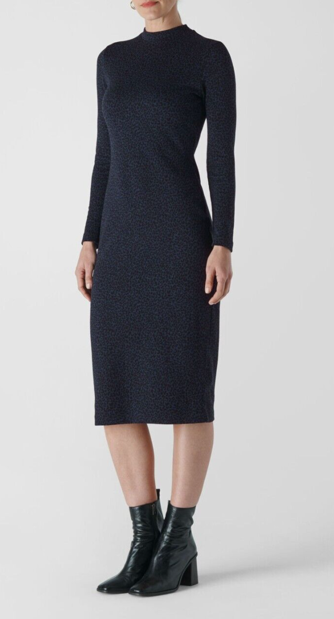 BRAND NEW WHISTLES ANIMAL JACQUARD JERSEY Long Length Dress RRP £99 - SIZE UK 8