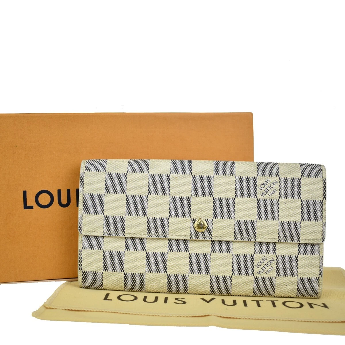 LOUIS VUITTON Portefeuille Sarah Long Wallet Damier Azur White N61735  30YA436