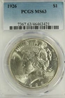 1926 Peace Dollar :  PCGS MS63