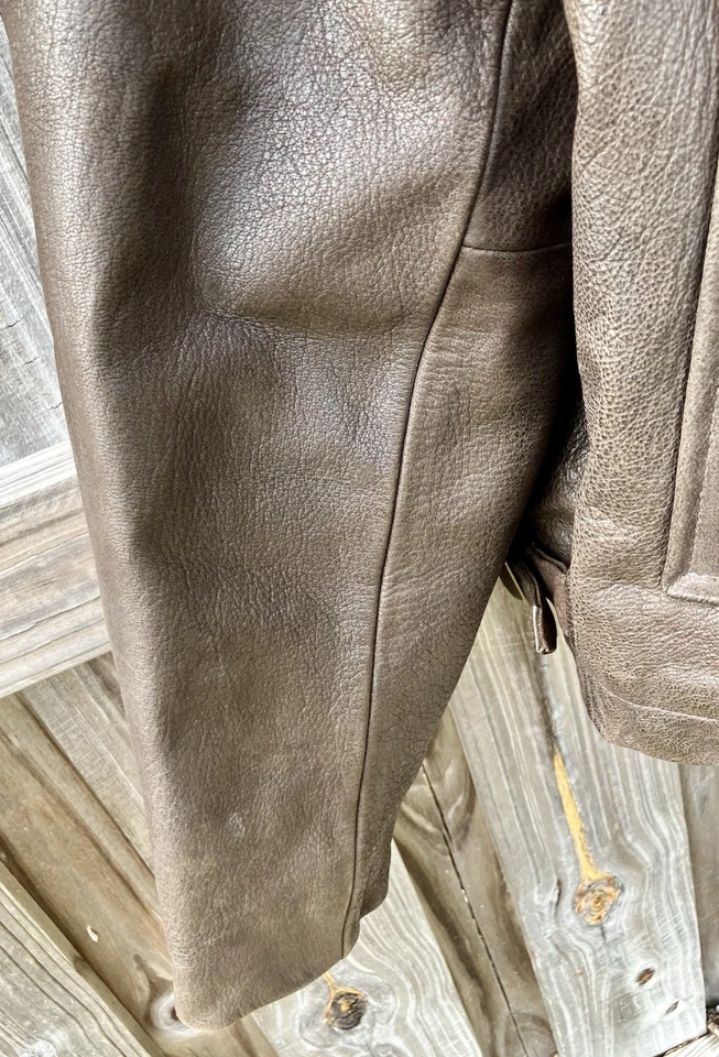 Chaqueta De Colección Años 90 Banana Republic Marrón 100% Cuero Cremallera Completa Hombre’s Mediana Foto 3 de 4