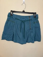 Free People Women’s Small Skirt Front Zip Skort Teal Blue Green Tie Pockets