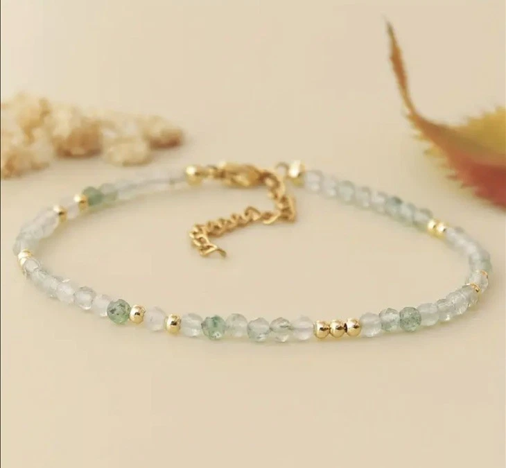 ✅ Aventurin Edelstein Armband Grün Gold Natürlich Stein Perlen Kette 3mm Damen ✅ - Bild 4 von 4