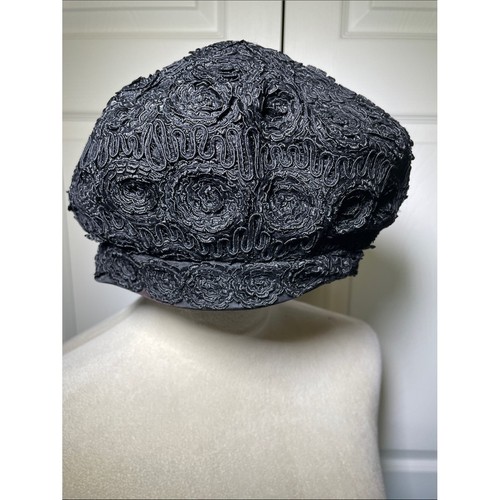 Vintage Bullock's Los Angeles Pasadena Mid-century Black Cocktail Hat 1950s