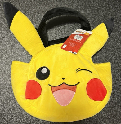 Pokemon Pikachu Plush Carry Bag Purse Tote Yellow Winking Face NEW 9''X9''X4'' bag