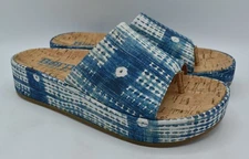 Born Womens Size 8 Sharr Blue Multi Tencel Fabric Platform Sandals Shoes