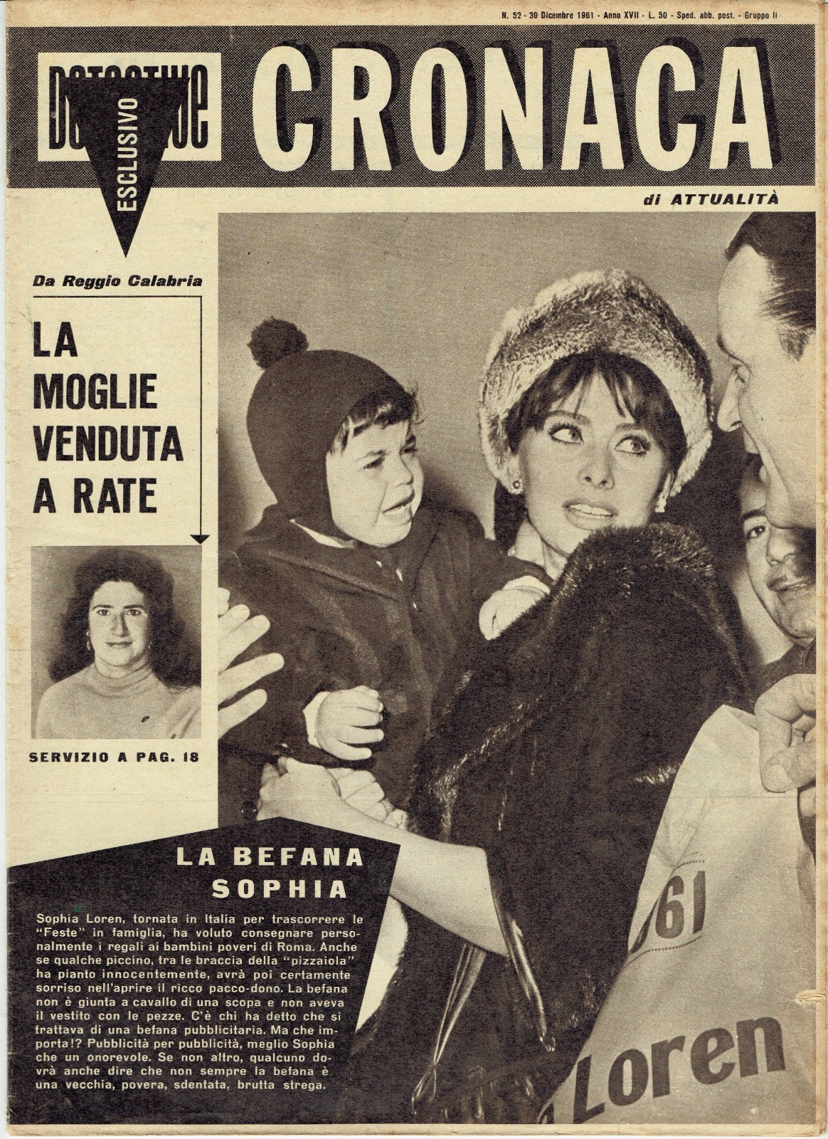 CRONACA 1961 SOPHIA LOREN=LITTLE VALLEY MURDER=LA MOGLIE VENDUTA A RATE=COMASCO