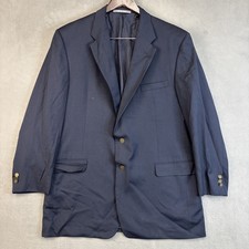 Hickey-Freeman Cashmere Wool Blazer 48L Gold Button Navy Blue Sport Coat