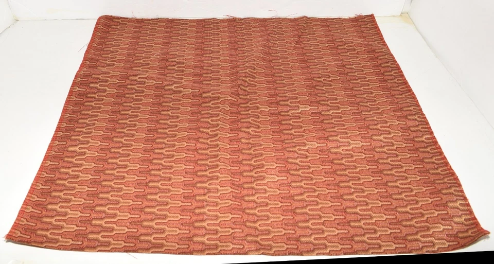 Vintage Orange Geometric Design Upholstery Fabric 19" x 20" - Image 2 of 3