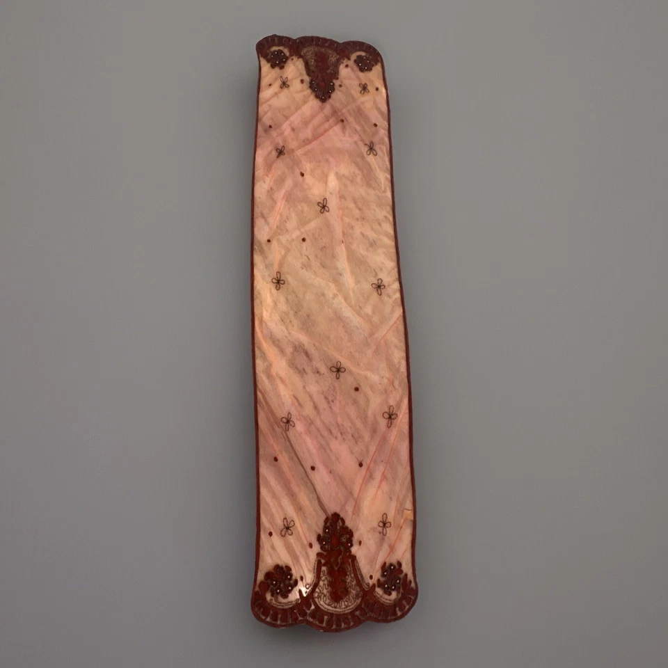 Orange Ombré Beaded Embroidered Dupatta/Sari 65”x17” - Image 2 of 4