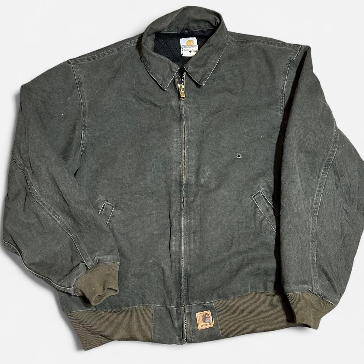 Vintage Carhartt J102 MOS Moss Green Faded Santa Fe Workwear Jacket Sz L Y2K