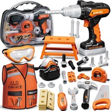 KidBloom Kids Tool Set, Toddler Set with Box, Toys child-size, Orange