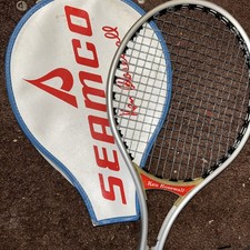 Vintage Seamco Ken Rosewall Aluminum Tennis Racquet 4-5/8" with Cover