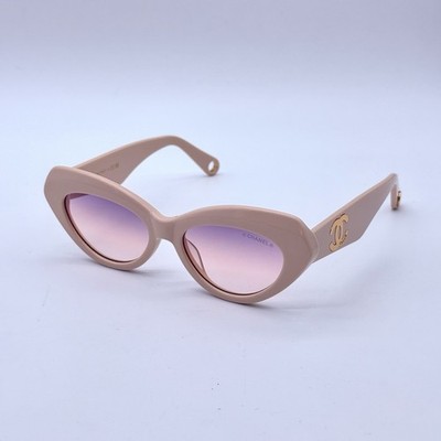 Women's Chanel Pink Sunglasses With Cat Eye Frames And Pink Lens