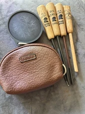 HS Turkey Call Strikes With deuce Slate Pot And Leather Bag