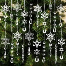 20pcs Christmas Ornaments Christmas Tree Decorations Hanging Acrylic Snowflake I