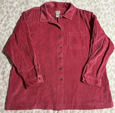 LL Bean Women Plus 2X Dusty Rose Pink Shirt Comfort Corduroy Shacket Outdoor