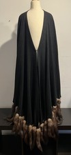 NEW WITH TAGS NWT  ADRIENNE LANDAU BLACK CASHMERE WITH SABLE FUR TAILS CAPE OS