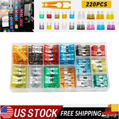 220Pcs Car Fuses Assortment Kit Automotive Blade Fuses Standard&Low Profile Fuse