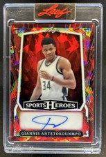 2025 Leaf Metal Sports Heroes Giannis Antetokounmpo Auto Crystal Red #/3